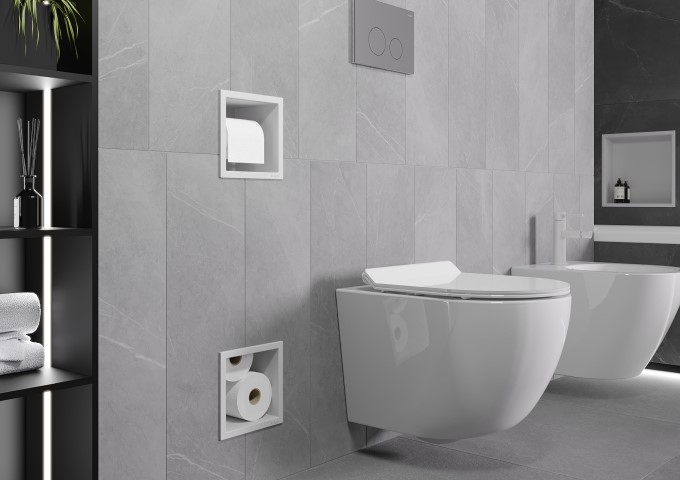 Toiletpapierhouders aan muur
