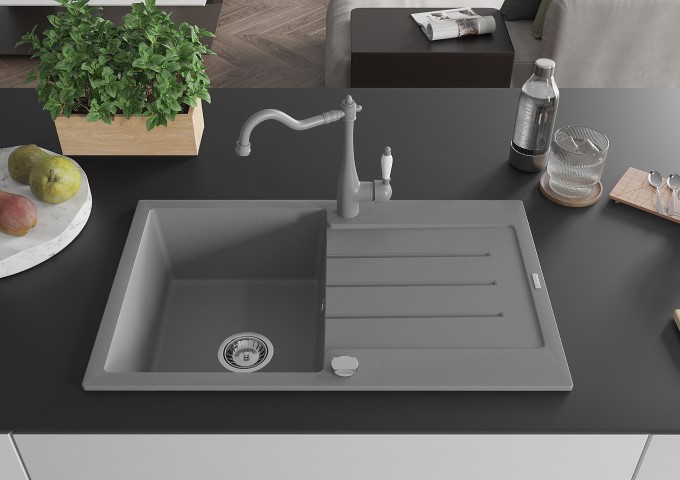 Granieten enkelbak spoelbakken grijs