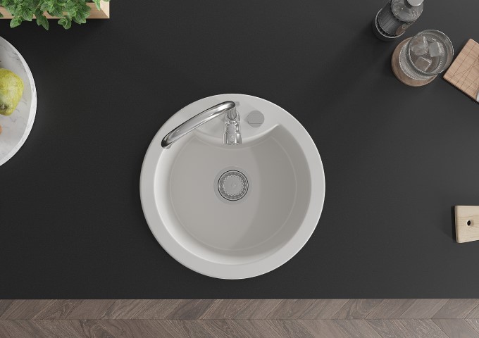 Granitische enkelvoudige witte spoelbakken