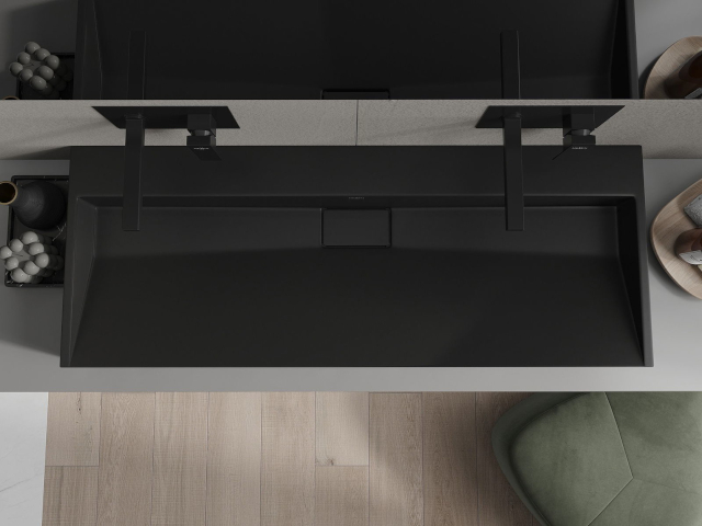 Wastafel met inbouwkranen