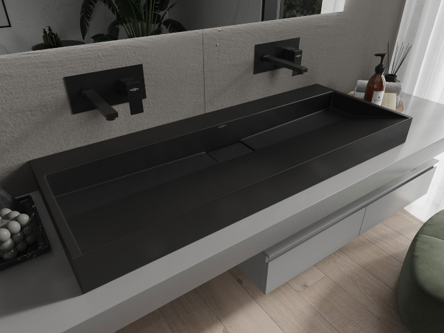 Twee inbouw wastafelkranen