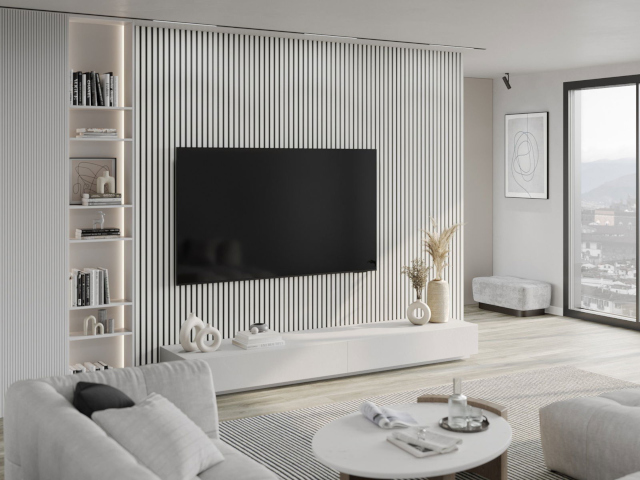 witte lamellen in de ruimte