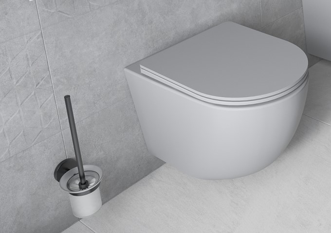 langzaam dichtvallende grijze toiletbril
