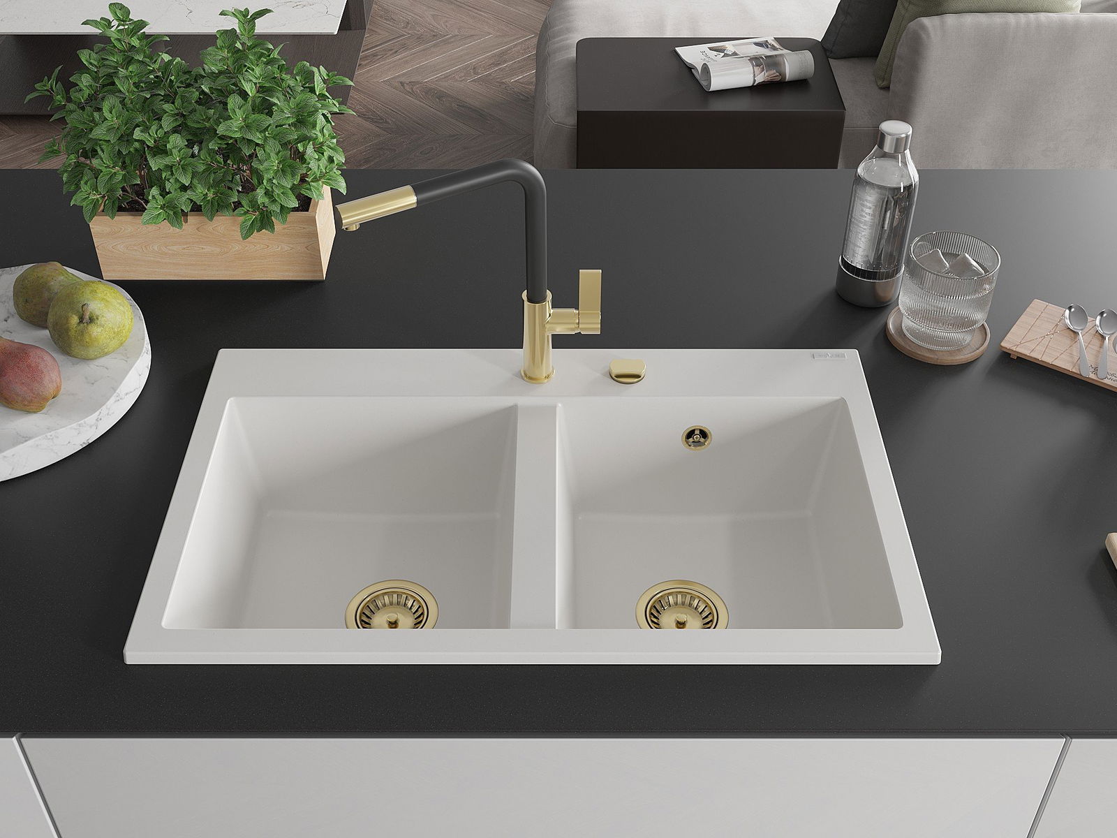 grote tweedelige gootsteen