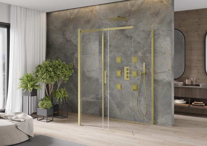 Douchecabine met gouden profiel