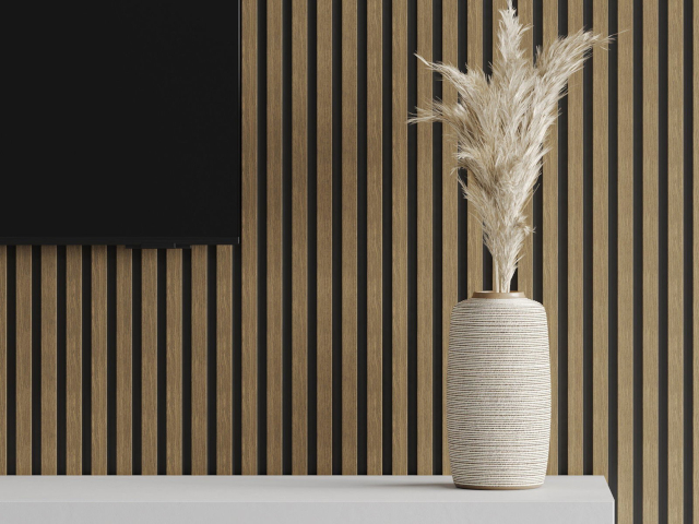 Walnoot lamel aan wand