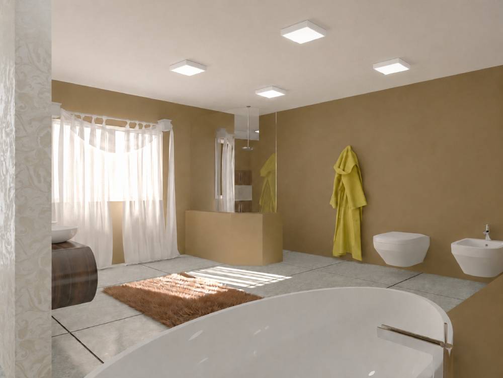 Witte plafonds in de badkamer
