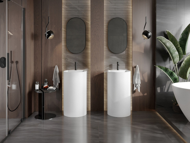 Marmerachtige tegels Mexen in badkamerinrichting