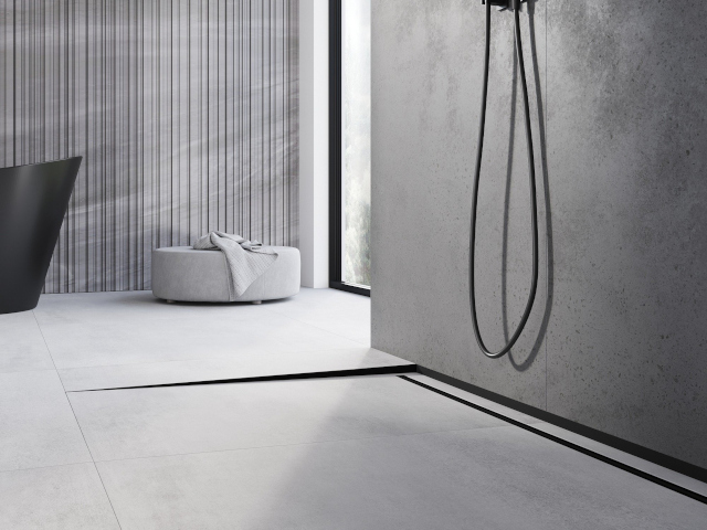Tegels die beton imiteren in de badkamer