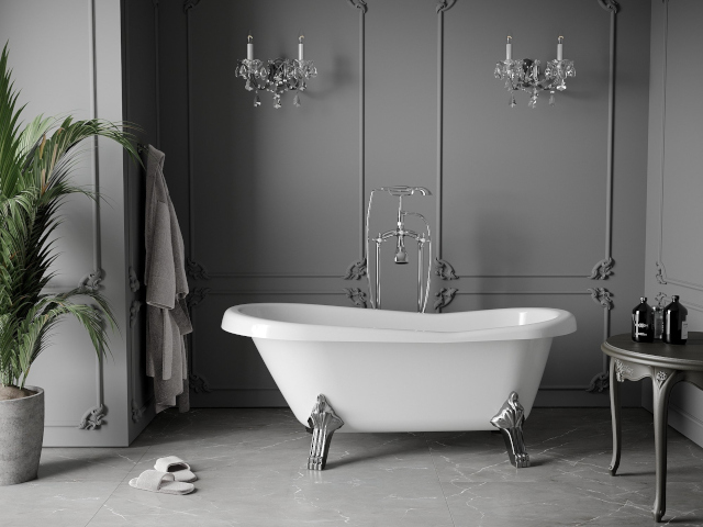 Grijze Mexen tegels in de badkamer