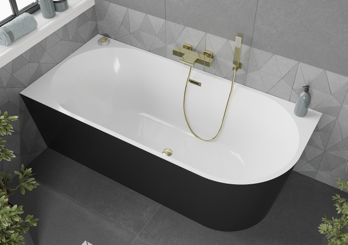 Zwart-witte vrijstaande baden