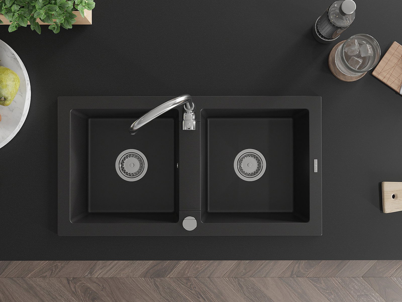 Tweedelige gootsteen Mexen