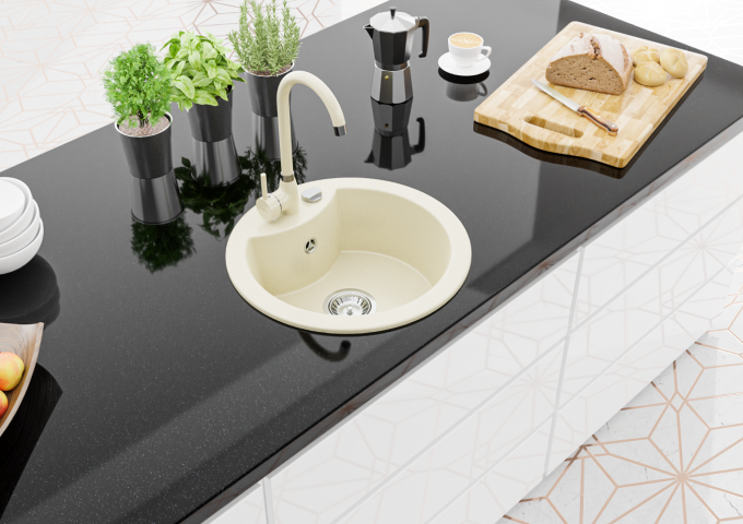 Granieten ronde spoelbakken