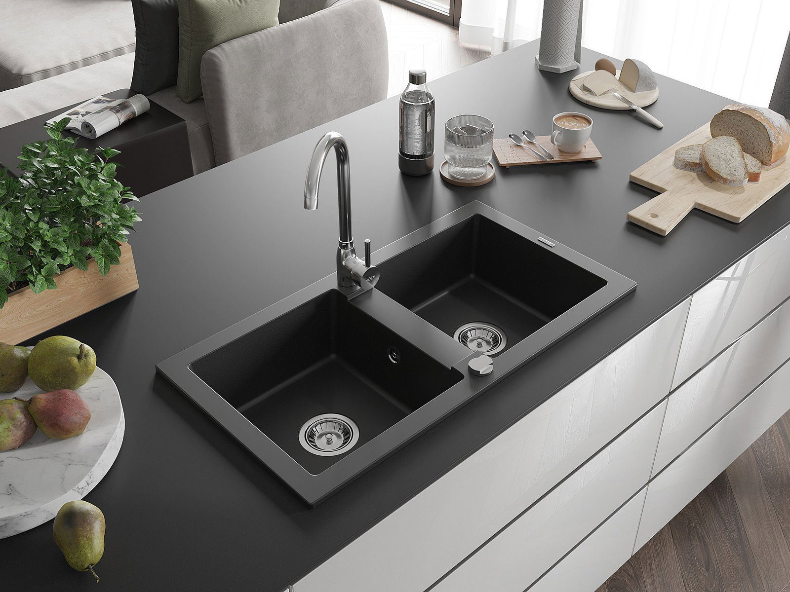 Tweedelige gootsteen