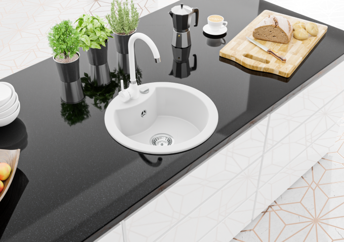 Witte keukenkranen met uittrekbare uitloop