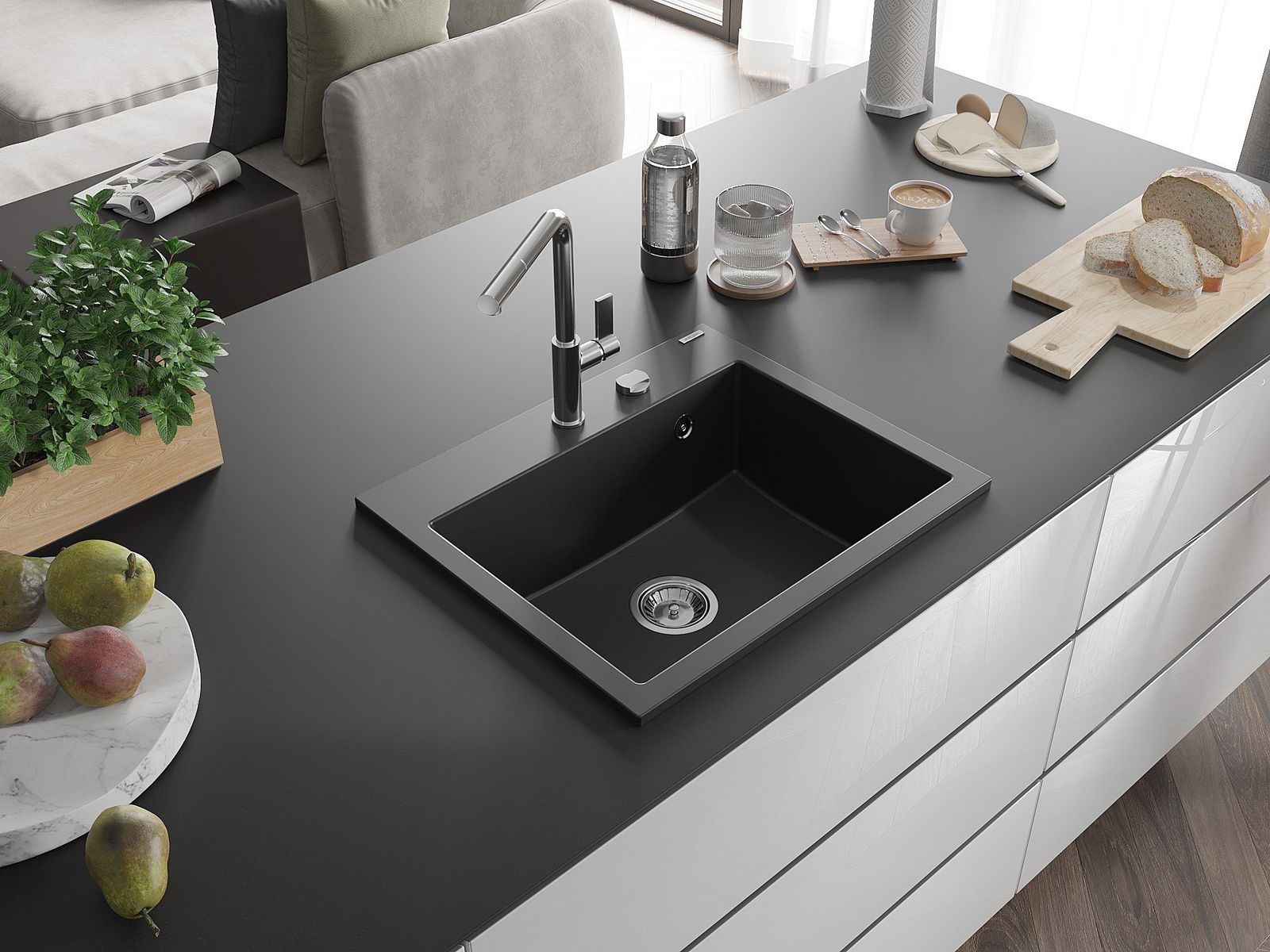 Spoelbak met gat voor kraan