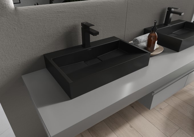 moderne wastafels gemaakt van conglomeraat