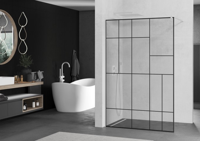 Douchewanden glas met zwarte patronen