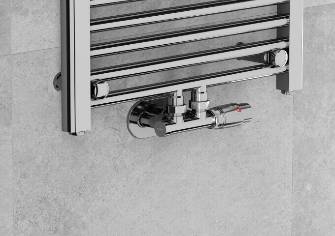 Hoekverchroomde radiatorkraan