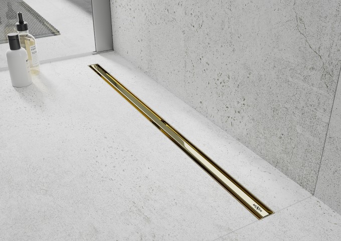 gouden lineaire vloerafvoer