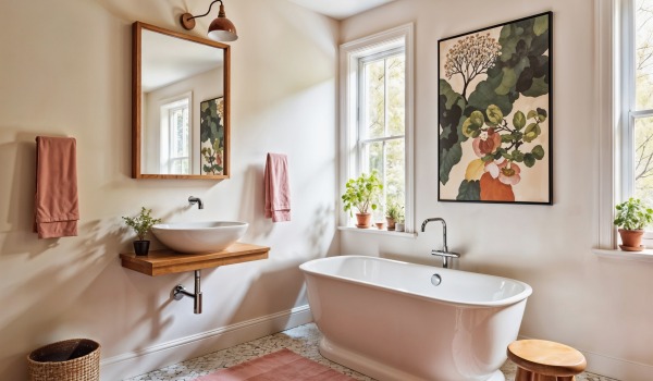 Badkamer in eclectische stijl — hoe kleuren, patronen en materialen te combineren zonder chaos?