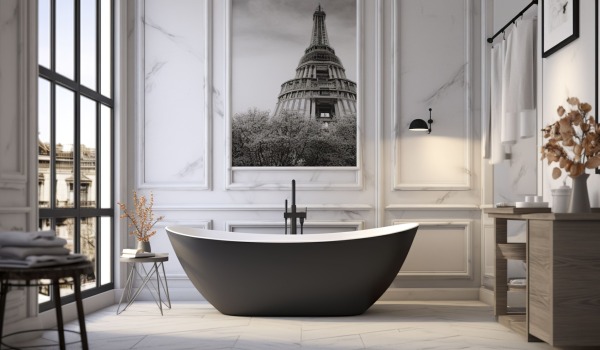 Badkamer in New Yorkse stijl — elegantie, symmetrie en tijdloze details 