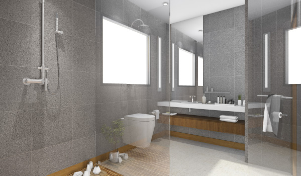 Stijlvolle badkamer met inbouw-douchesysteem