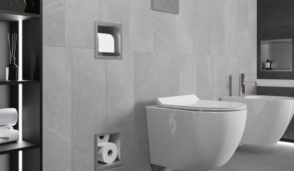 Toiletrolhouder met een in de muur ingebouwde dispenser