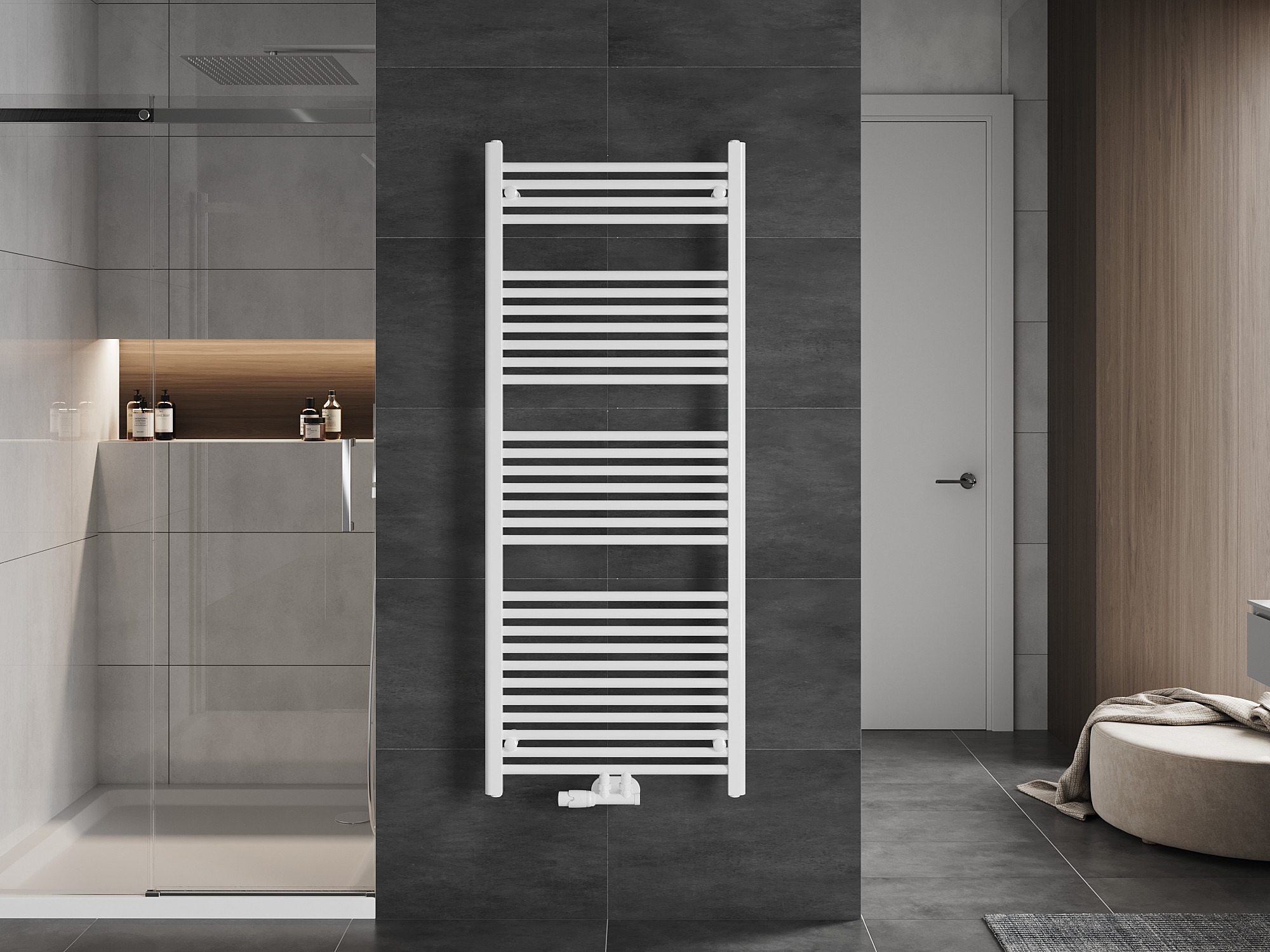 Ladderradiator in de badkamer