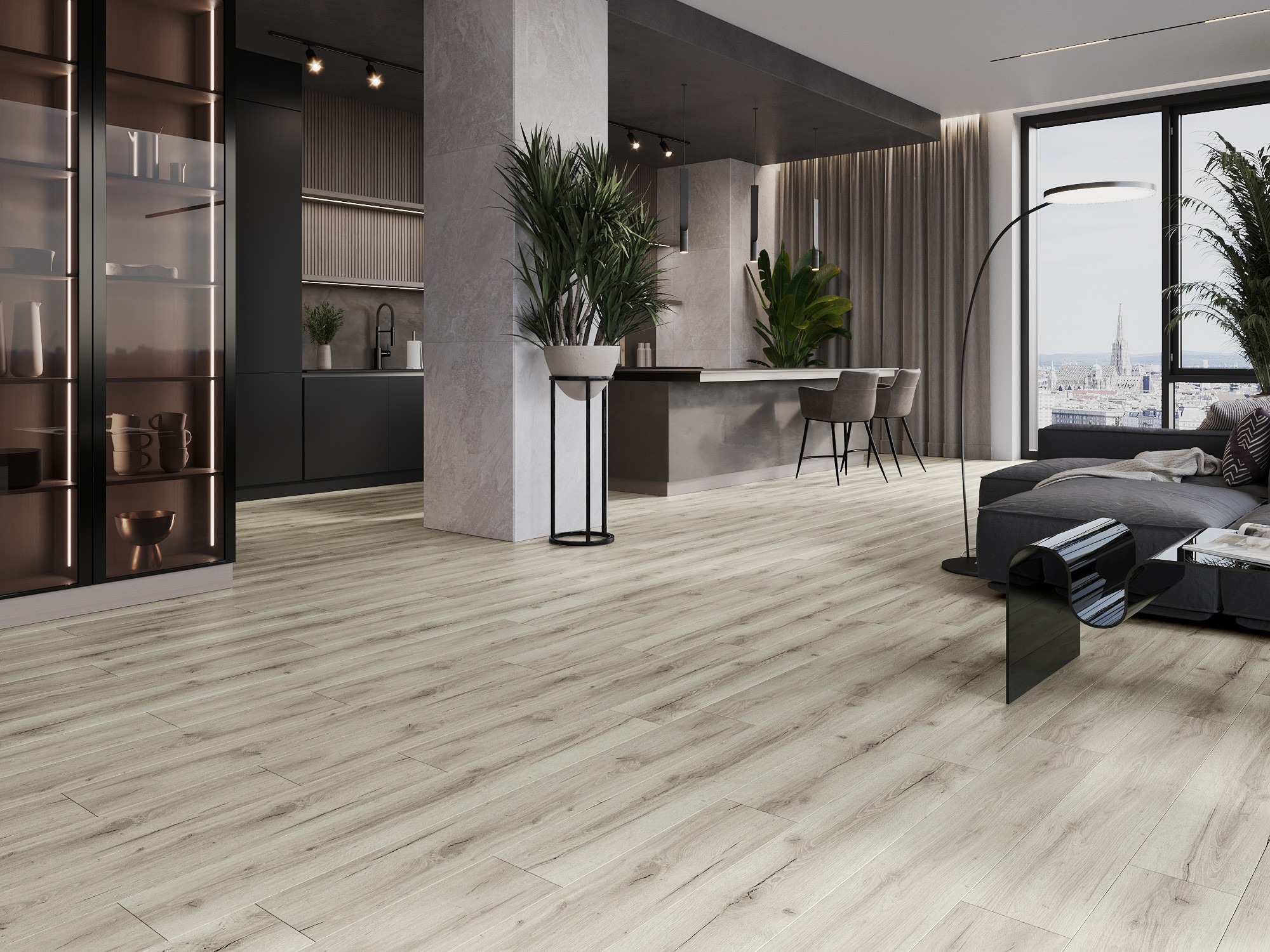 Luxueuze vinylpanelen in de keuken en woonkamer